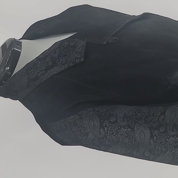Wilson's Leather Jacket Black Suede With Paisley Print #4 - Picture 5 of 11